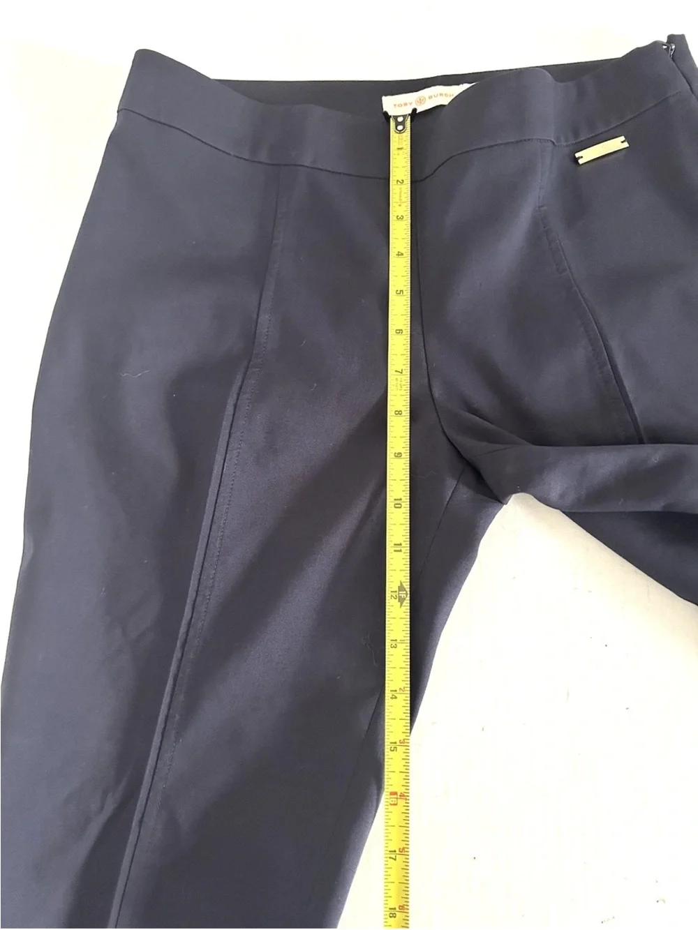 Tory Burch | Callie Skinny Crop Pants Size 4 Navy Blue Slimming Trousers